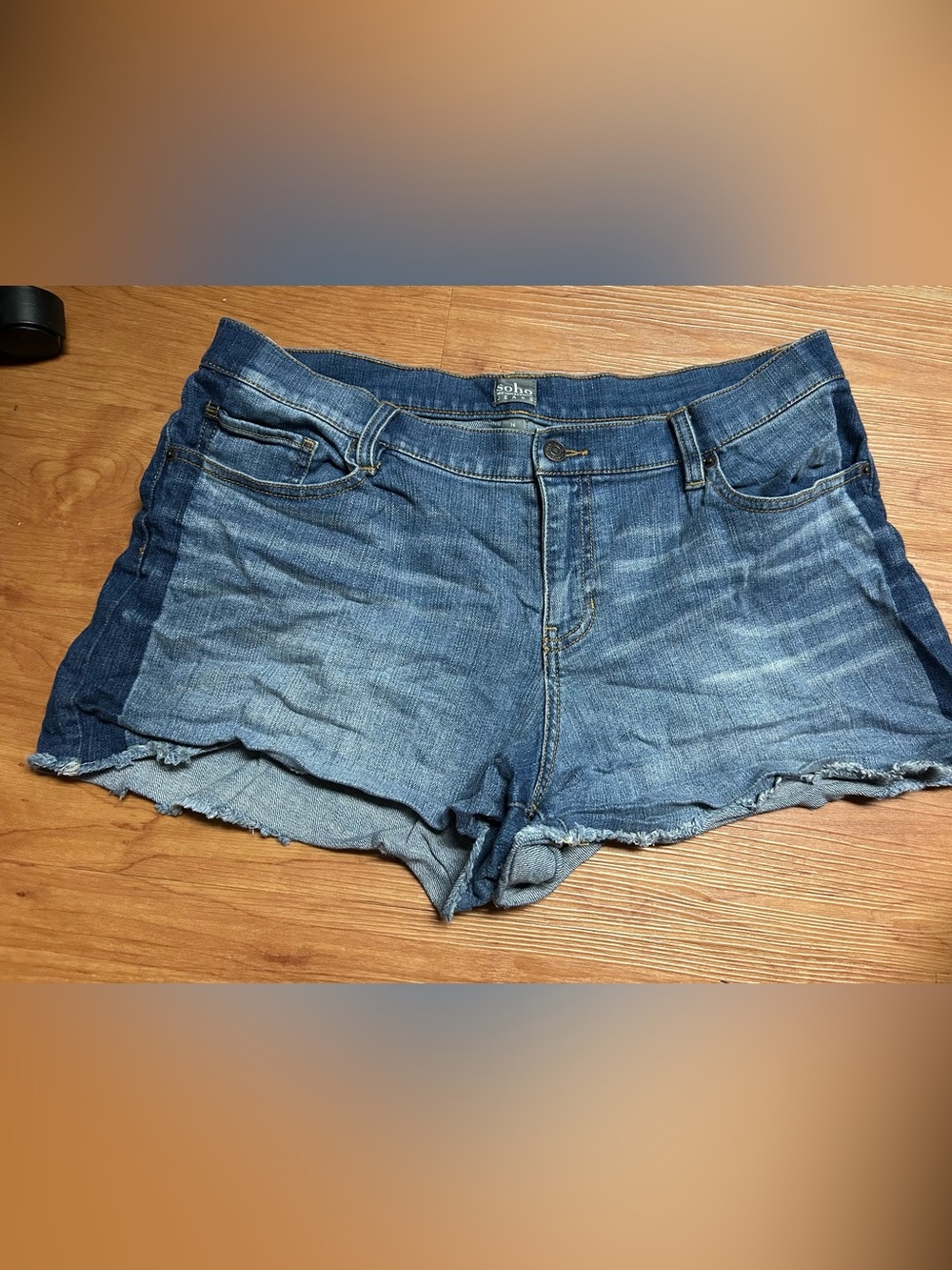 Women’s New York & Company SoHo Side Color Block Denim Stretch Shorts Size 14